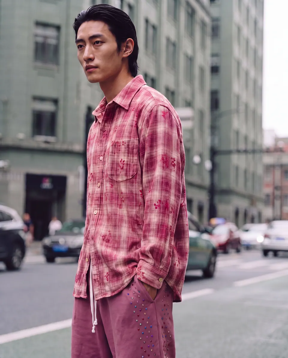 Standing with hands in pockets on a city street, looking at the camera.